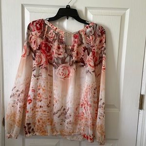 Flowered sheer blouse